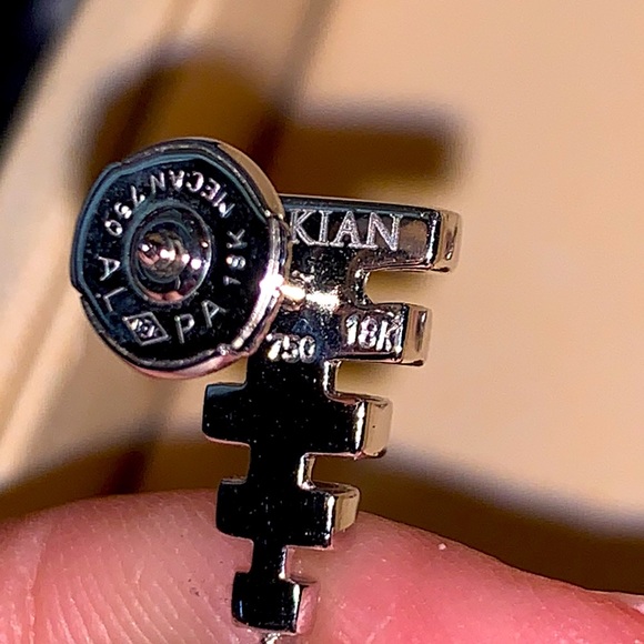 Xtra pics 18K Avakian Pink Opal & Onyx Earrings - Picture 7 of 16